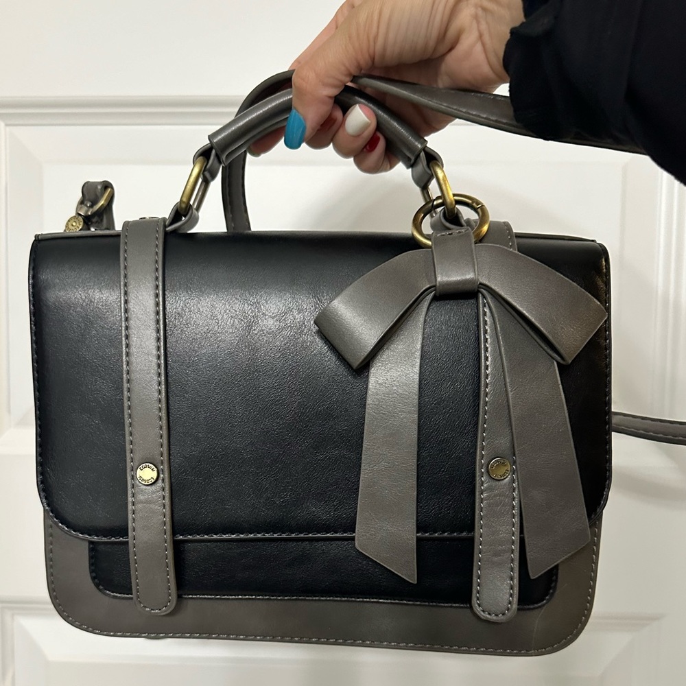 Brand new never used bow faux leather crossbody bag